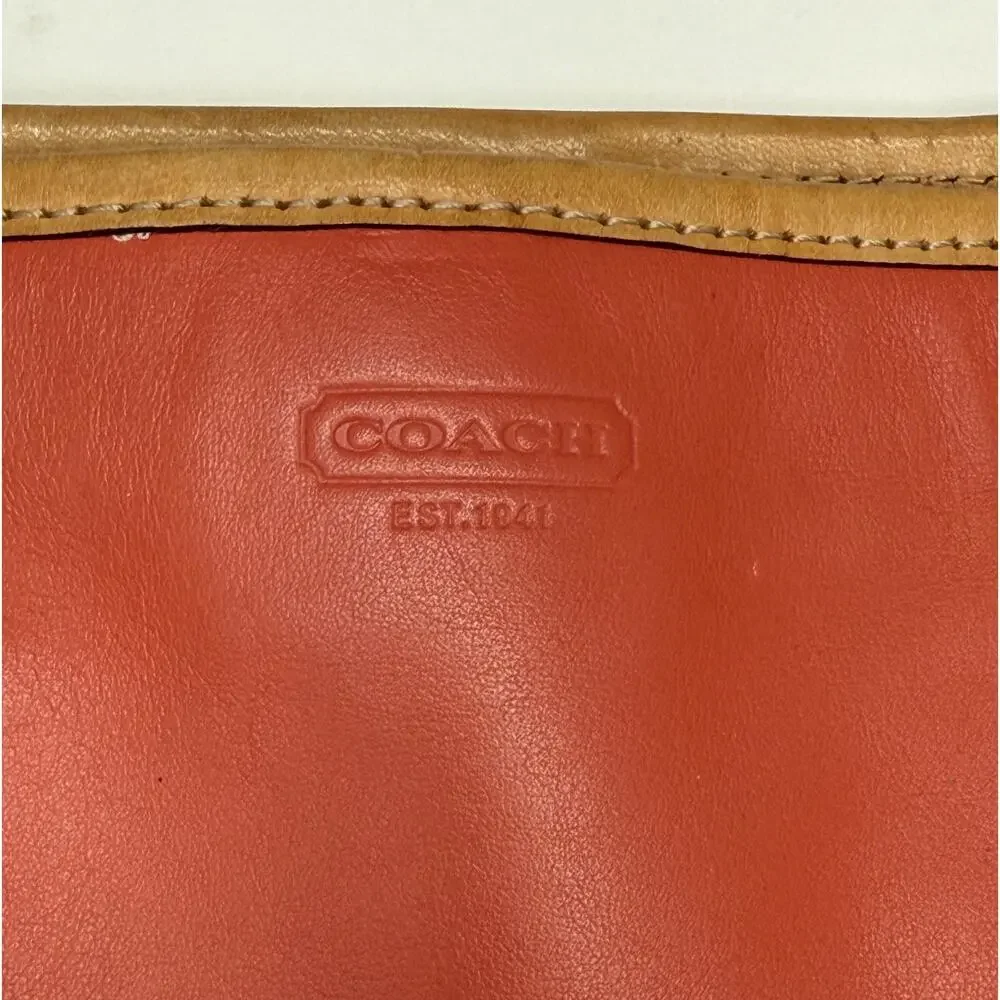 Coach F23683 Park Color Block Leather Tote Shoulder Bag Red Blue Tan